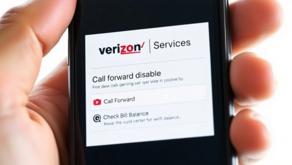 Smartphone displaying Verizon Services menu, held in hand.