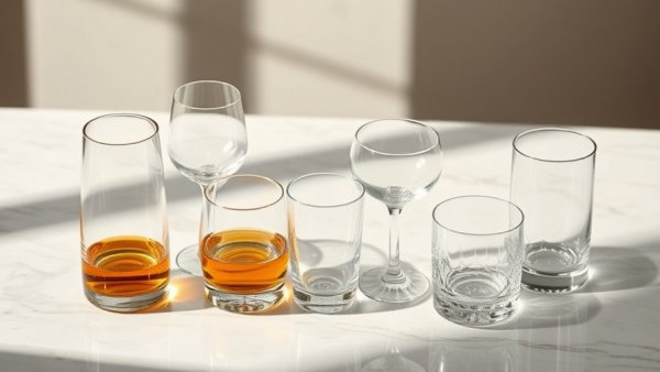 Elegant sustainable glassware on marble surface.