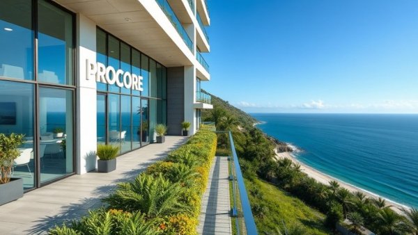 Procore office overlooking ocean on clear day.