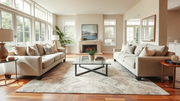 Elegant living room with best Pottery Barn rug and neutral decor.