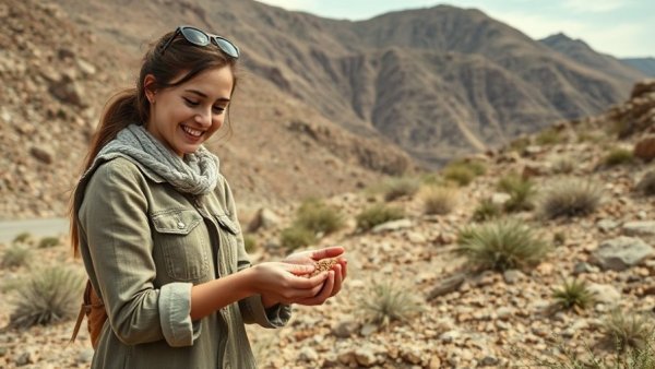 Conservationist collecting seeds in desert, highlighting importance of seed banks.