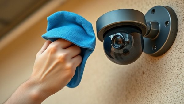 Cleaning a security camera to address why your security alarm keeps going off.