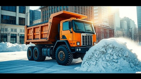 Industrial dump truck clearing snow impacts nonresidential construction costs.