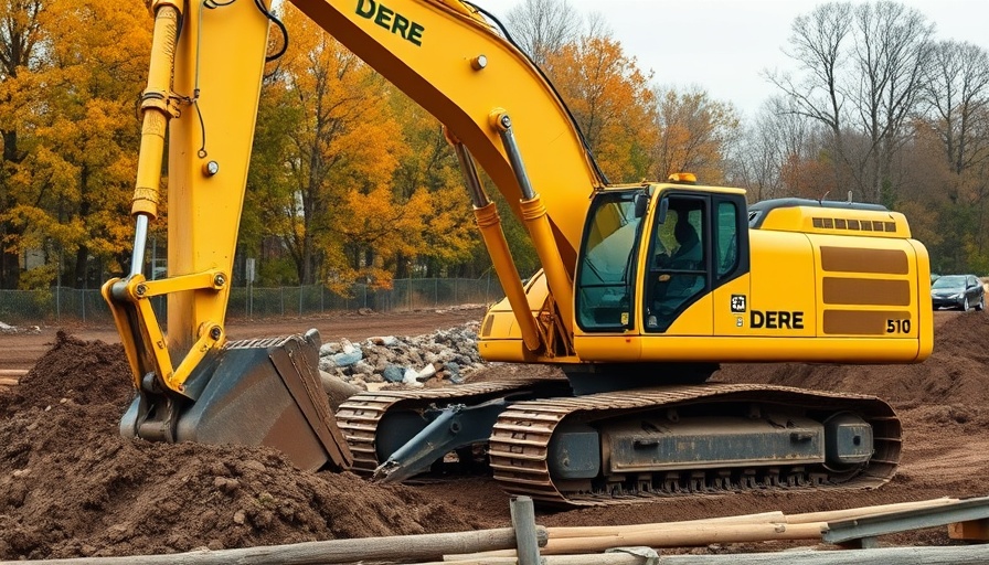 Deere 510 P-Tier Excavator at work on a construction site.