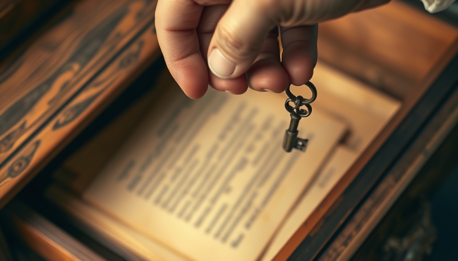 Old key in hand revealing sneaky storage solutions in drawer.