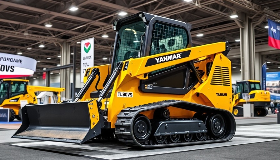 Yanmar's new compact track loaders on display at a trade show.