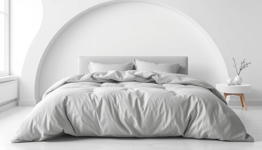 Cooling comforter and bed set in minimalist room, Prime Day sale.