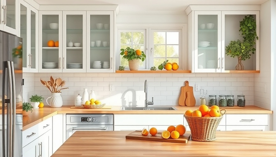 DIY Citrus Decor for Summer in a bright kitchen with wooden countertop.