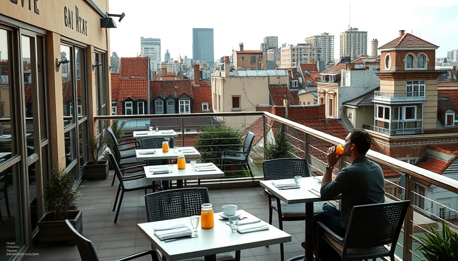 Dinner undone on a city balcony with elegant table setting.