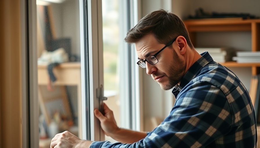 Person repairing a modern window sash in a workshop environment.
