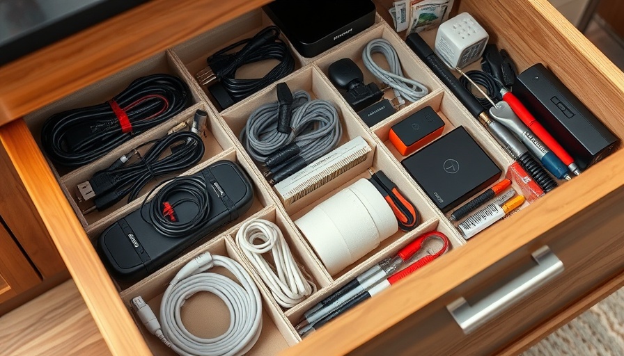 Organized drawer using Periea drawer organizers with assorted items.