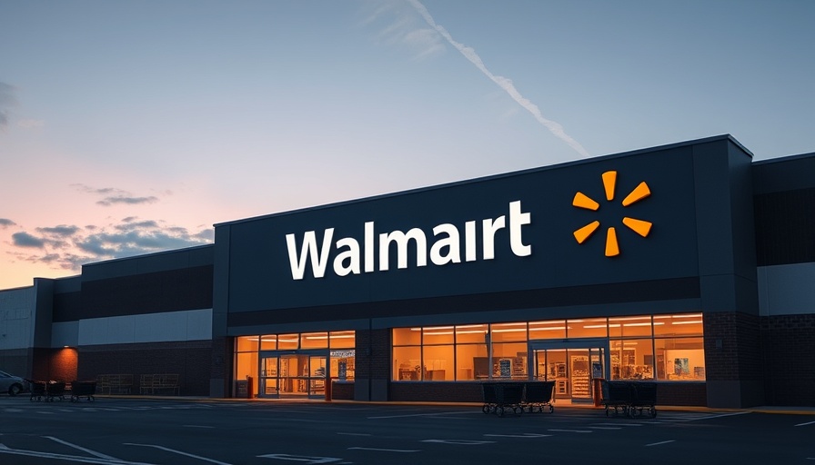 Walmart store at evening with deal alert sign