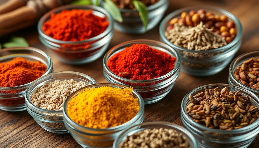 Aromatic spices in bowls to boost your BBQ rub recipes.