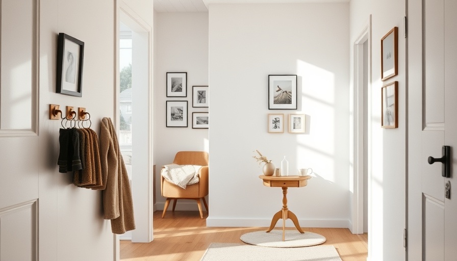Modern apartment entrance with DIY key holder and decor