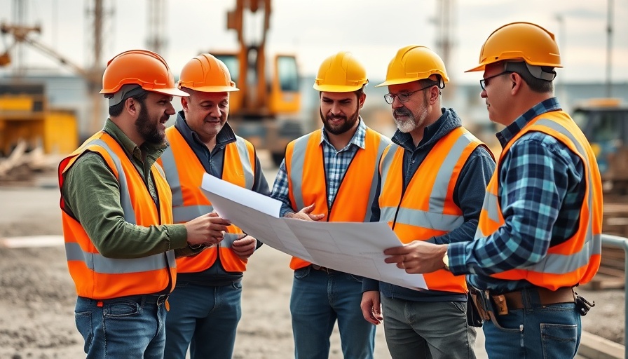 Team discussing preconstruction planning for construction success at a site.
