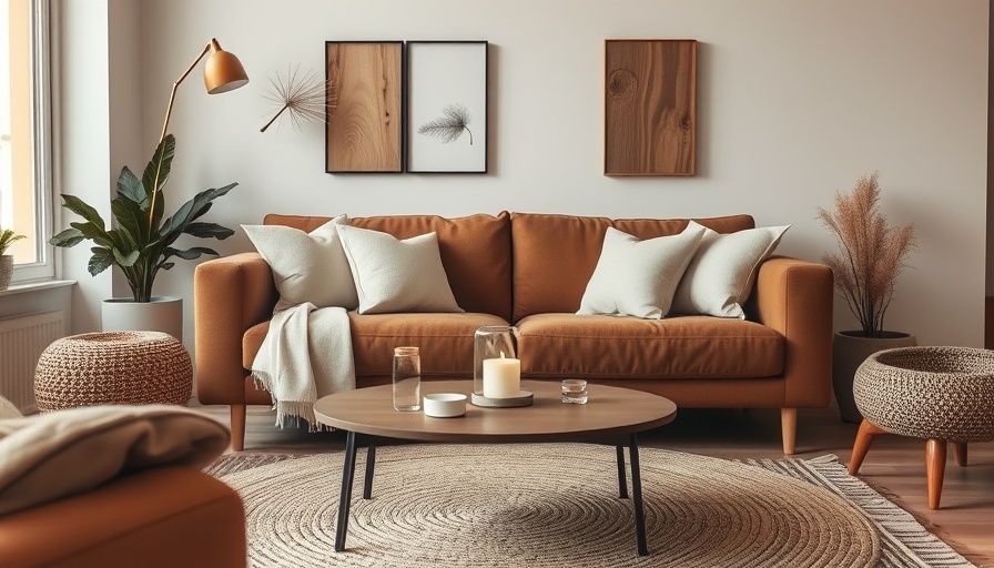Stylish living room setup for Labor Day home sales promotion.