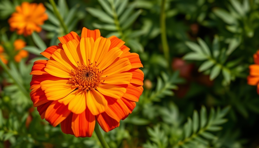 Vibrant marigold flower at Rocky Mountain Flower Fest, close-up view.