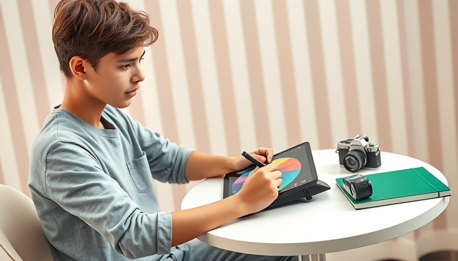 Artist using Wacom MovinkPad 11 for digital painting on a white table.