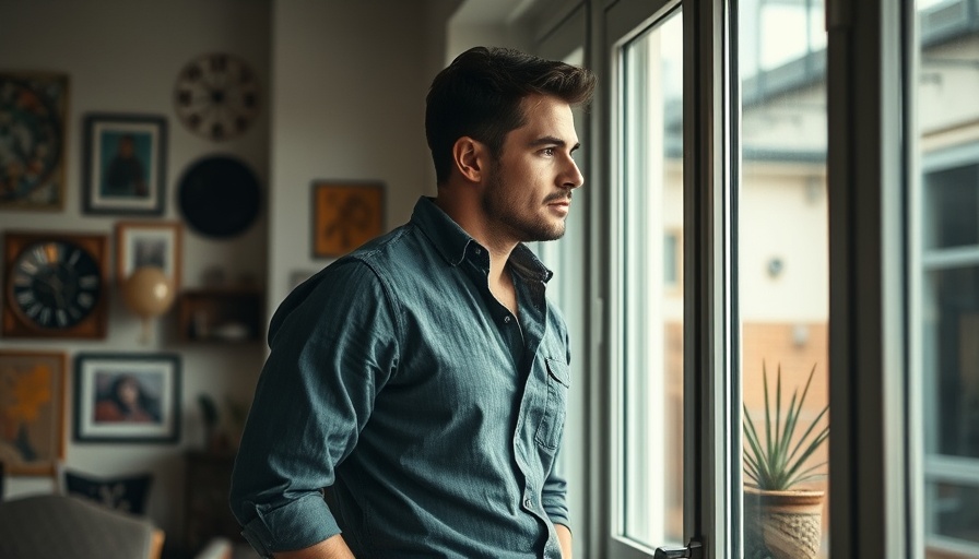 Man standing by a window in a tastefully decorated room, Max Rollitt home design inspiration.