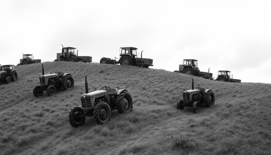 Caterpillar tractors on a hill from 1931 Great Tractor Race film.