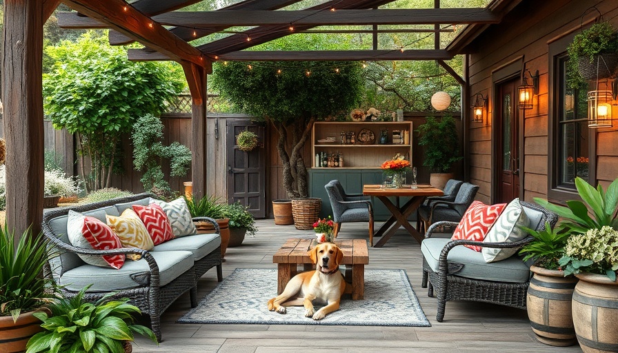 Outdoor space transformation with a cozy patio setup.