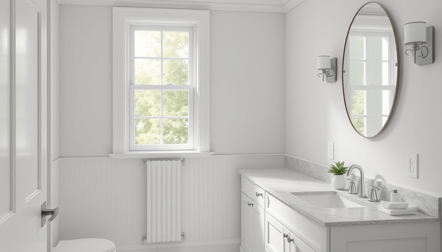 Simple bathroom corner before makeover showcasing classic white cabinetry.