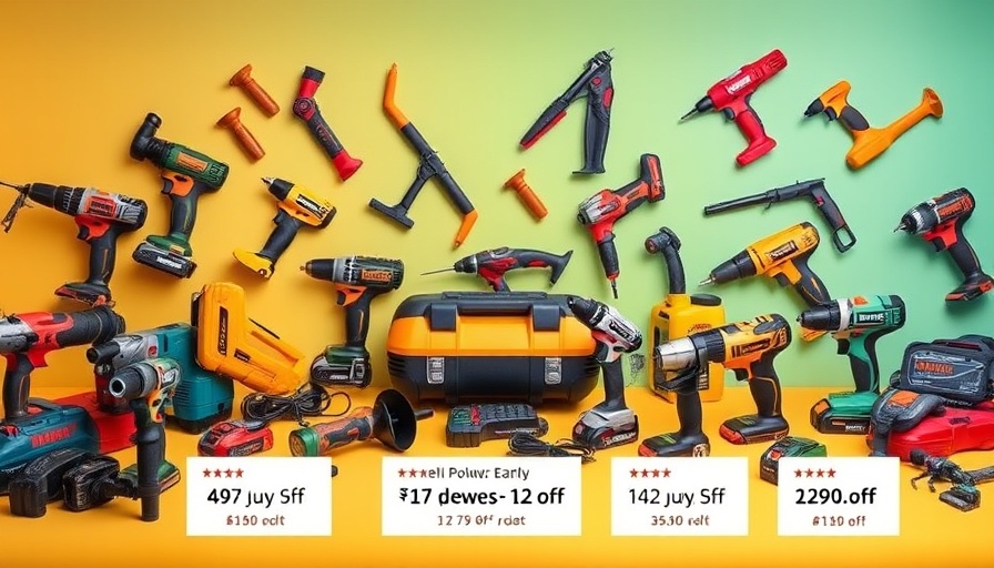 Vibrant power tools with Early Prime Day Power Tool Deals alert.
