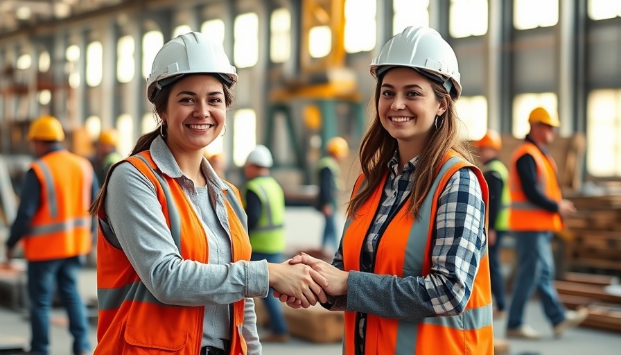 Importance of relationships in construction: two women shaking hands on-site.