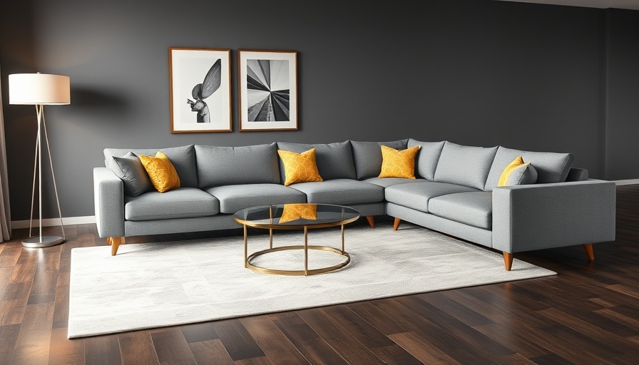 Room & Board rugs review: Modern gray sofa with Room & Board rug.
