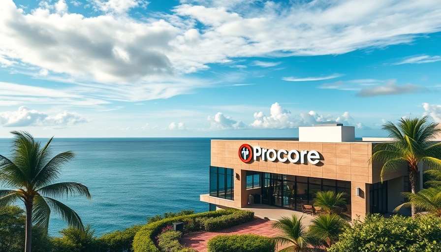 Procore office with ocean view under clear sky