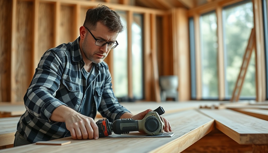 Skilled craftsman installing gorgeous wooden floors with tools.