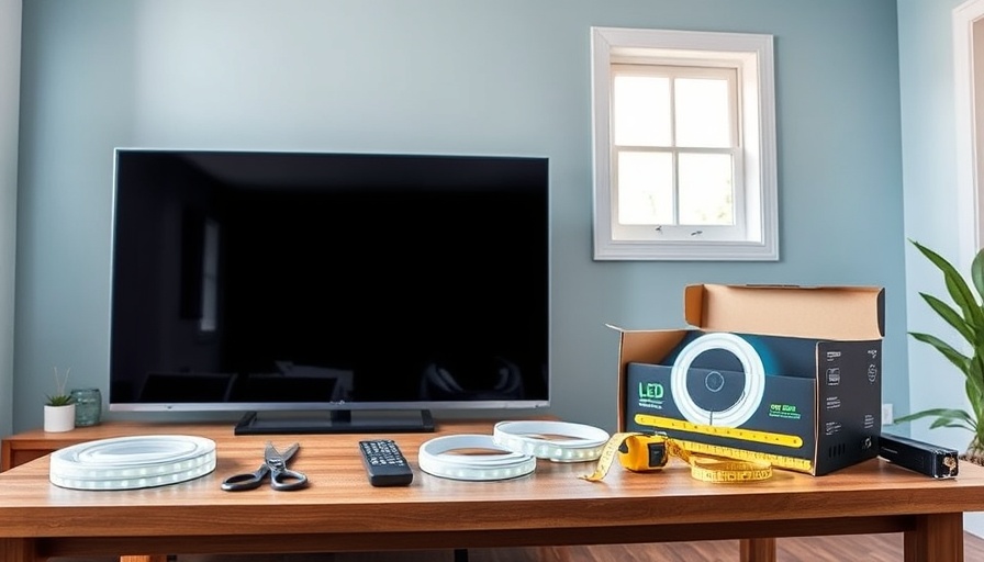 LED light strips and tools for installation in a home setting.