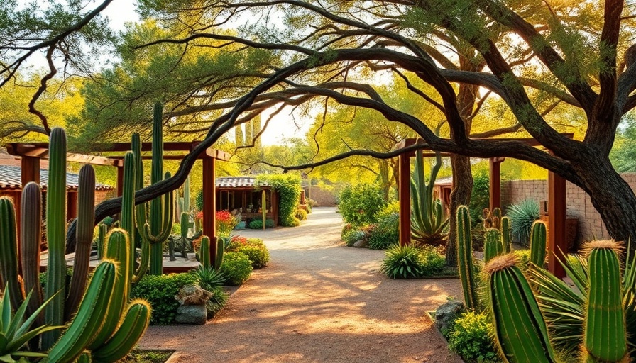 Designing the Lush Dry Garden: Pathway through cactus-filled landscape.