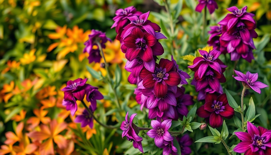 Vibrant autumn garden color combinations with purple and burgundy flowers.