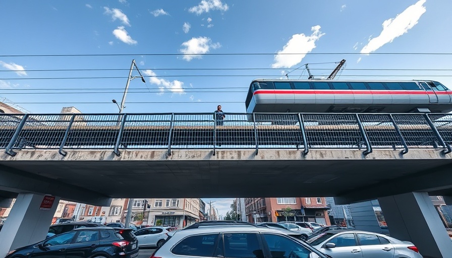 Chicago transit funding freeze visualized with elevated train and urban setting.