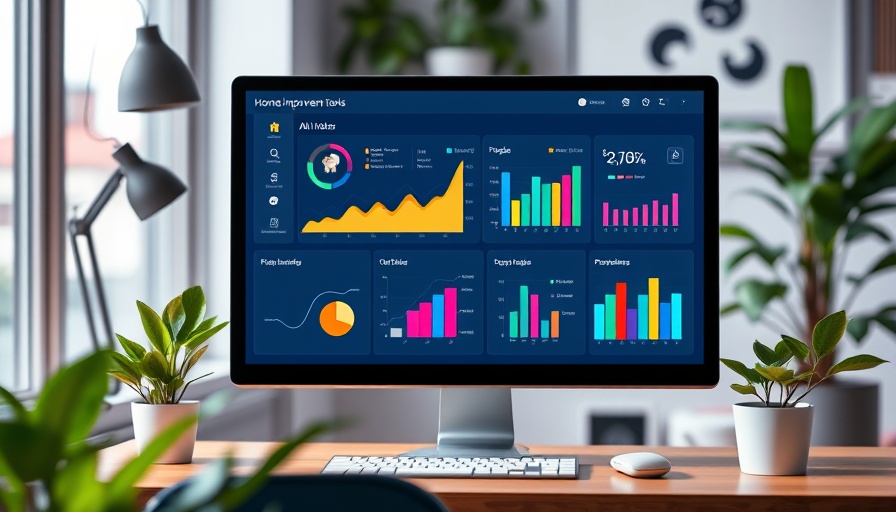 Colorful digital marketing dashboard for AI video marketing in home improvement