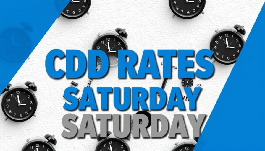 Patterned alarm clocks with 'CD Rates Today' text overlay