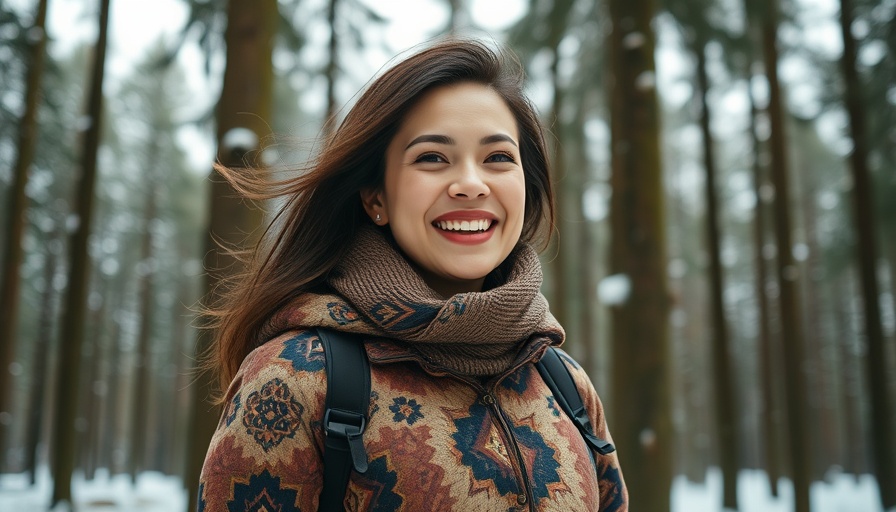 Smiling woman outdoors at Indigenous Centre of Excellence.