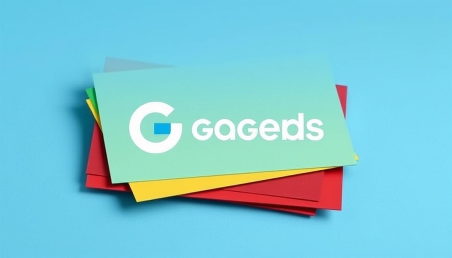 Layered colorful cards with bold 'G' logo design.