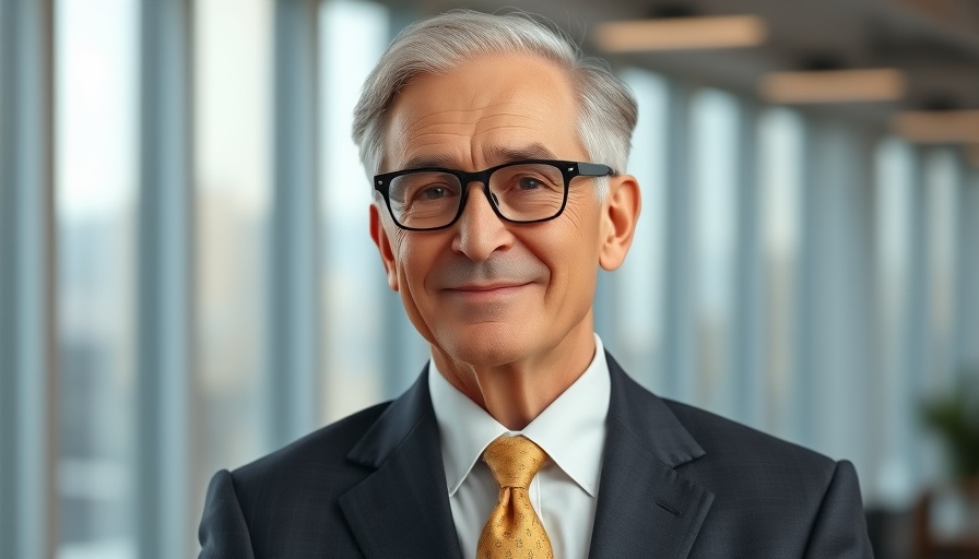 Confident man in suit, smiling, office setting