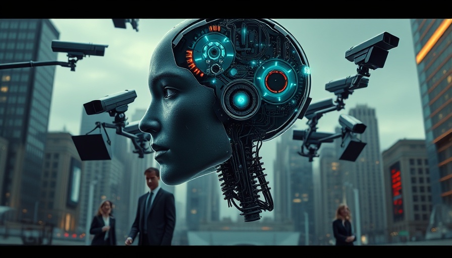 Futuristic AI imagery with humanoid head and robotics depicting job cuts.