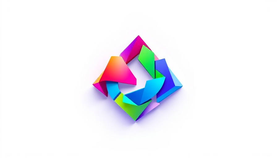 Colorful abstract logo representing concept on plain background.