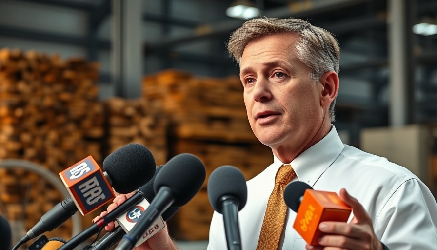 Middle-aged man discusses industry topics at press meeting