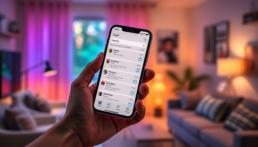 Hand using a self-hosted task management app on a smartphone, colorful ambient background.