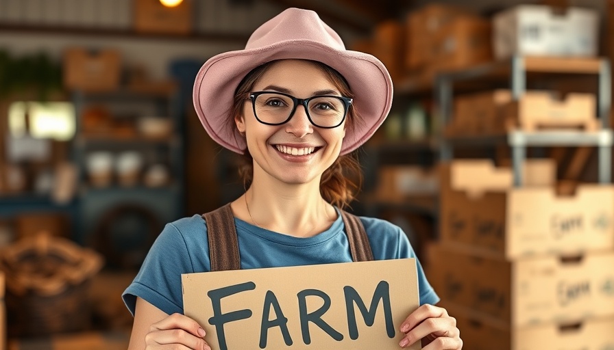 Woman promoting agritourism in Temiskaming with farm sign