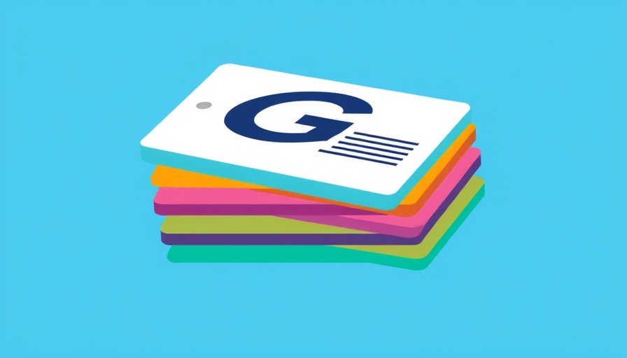 Colorful card stack with 'G' logo, flat design