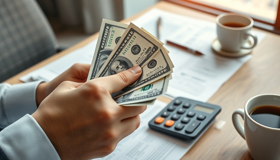 Financial calculations with dollar bills, related to AI job cuts.