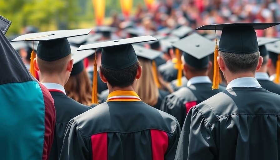 Graduates standing in rows with caps and gowns during ceremony.