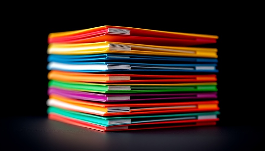 Colorful digital folder icons symbolizing advanced AI marketing systems.