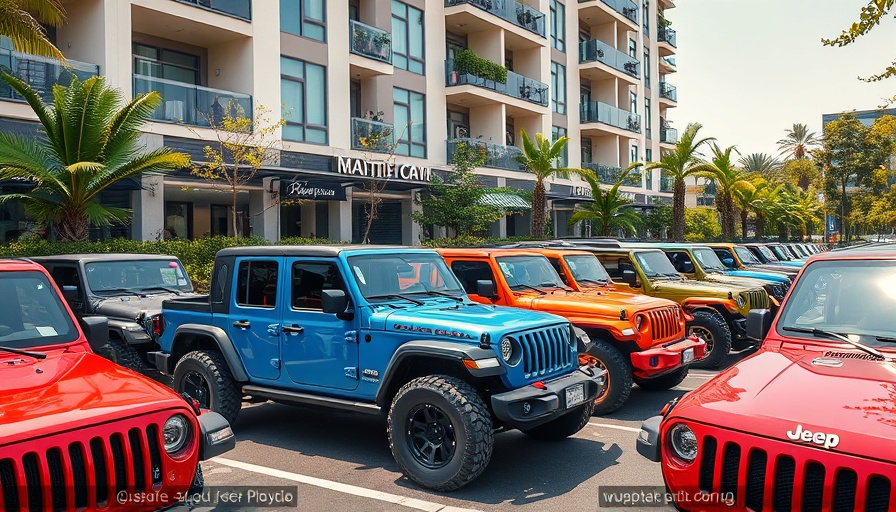 Jeep vehicles at urban expo amid Stellantis data breach news.